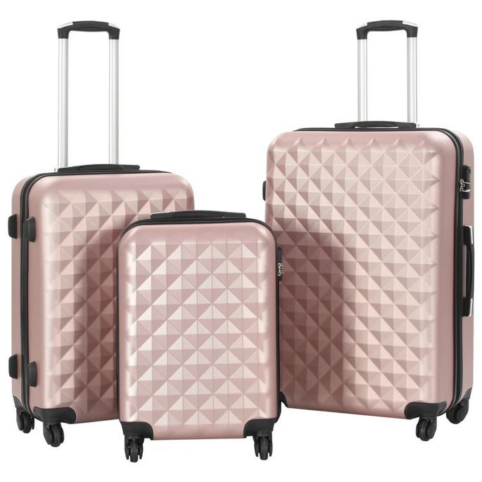 Valise rigide 3 pcs Doré rose ABS - Photo n°1