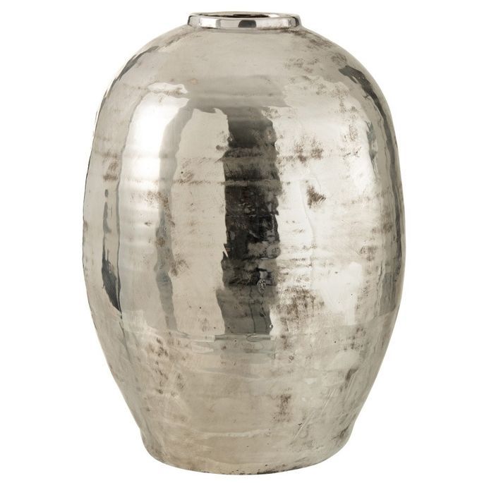 Vase arrondi métal argenté Neela - Photo n°1