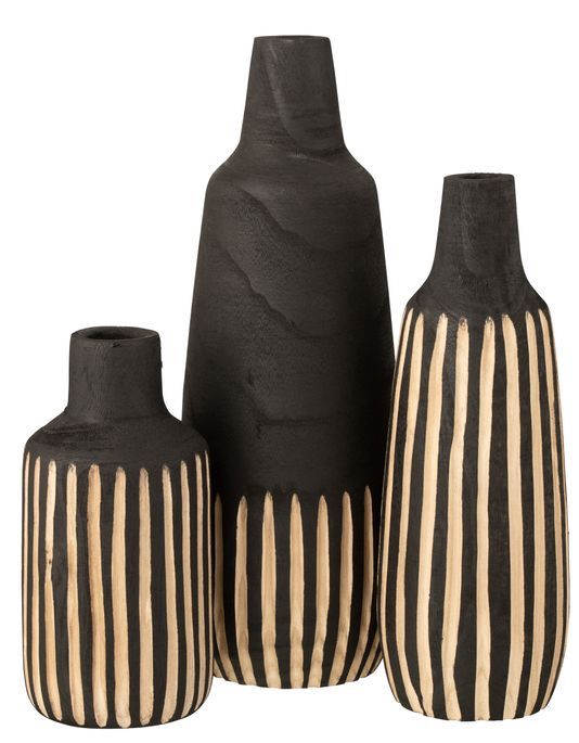 Vase bouteille avec ligne noir et naturel D 20 cm - Photo n°2