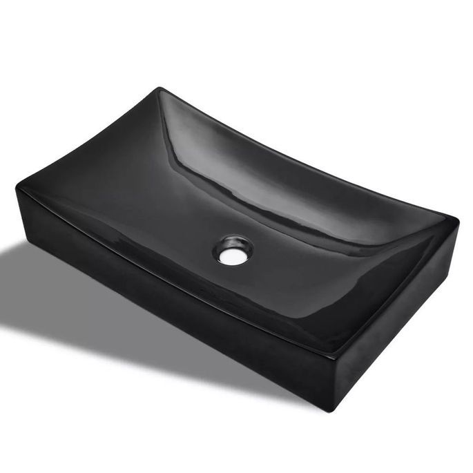 Vasque rectangulaire céramique Noir pour salle de bain - Photo n°1