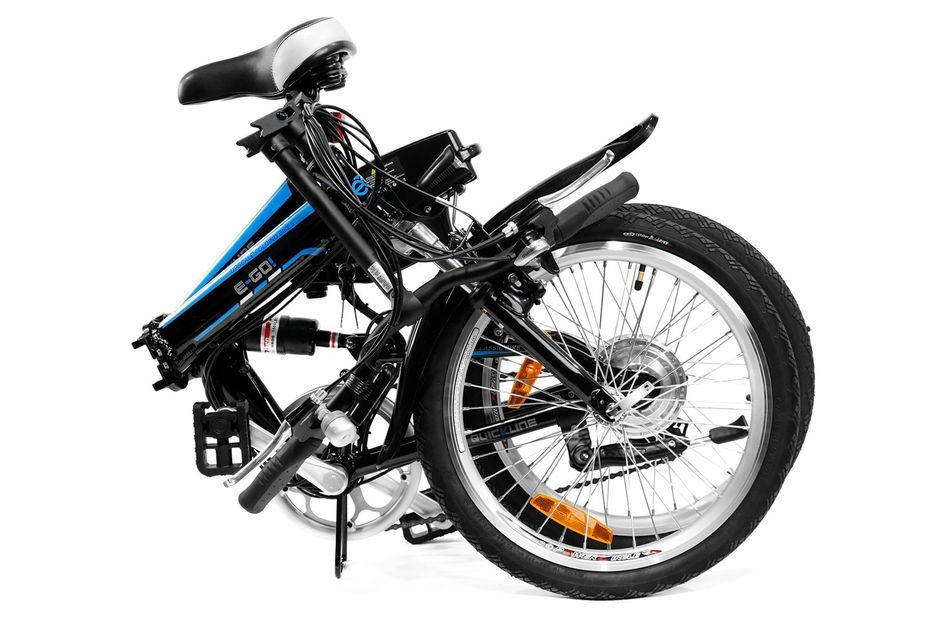 Vélo électrique E-Go Quick Line 250W blanc et bleu - Photo n°3