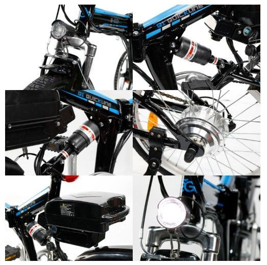 Vélo électrique E-Go Quick Line 250W blanc et bleu - Photo n°5