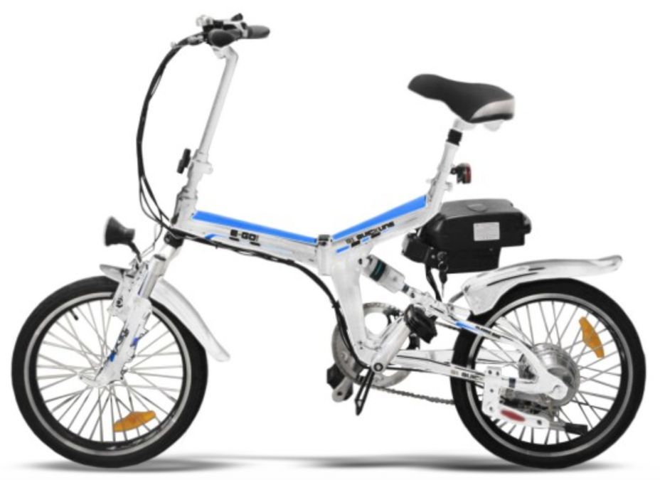 Vélo électrique E-Go Quick Line 250W blanc et bleu - Photo n°1