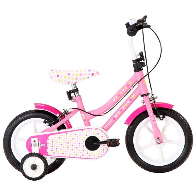 Vélo pour fille rose et blanc 12 pouces Cyclob - Photo n°1