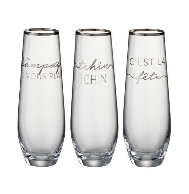 Verres transparent imprimé argenté Licia - Lot de 3 - Photo n°1