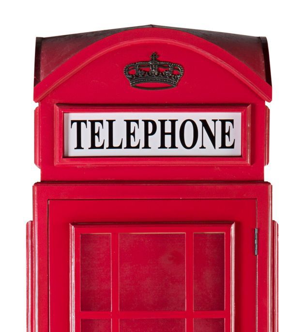 Vitrine cabine téléphonique London en bois rouge 60x185 cm - Photo n°6