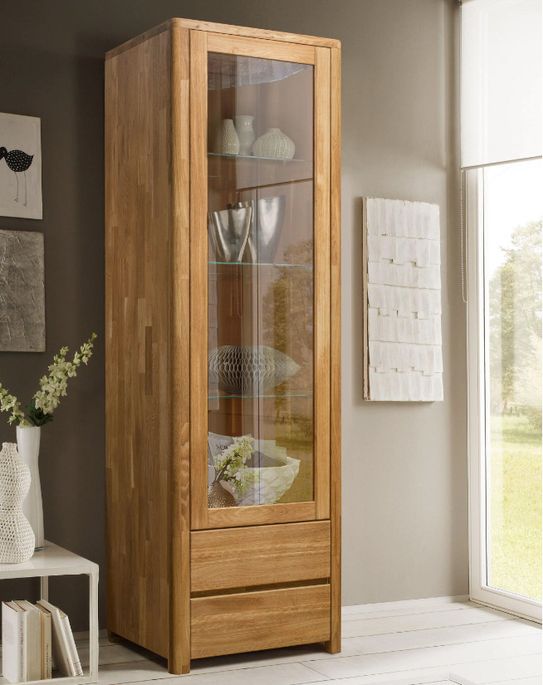 Les Tendances - Vitrine en chêne massif Elsa 62 x 44 x 195 cm ...