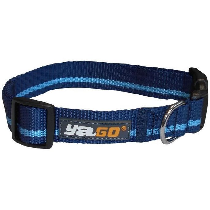 YAGO Collier pour chien en Nylon, Couleur Bleu/Bleu Ciel, pour moyen chien,  taille M 34-53 cm