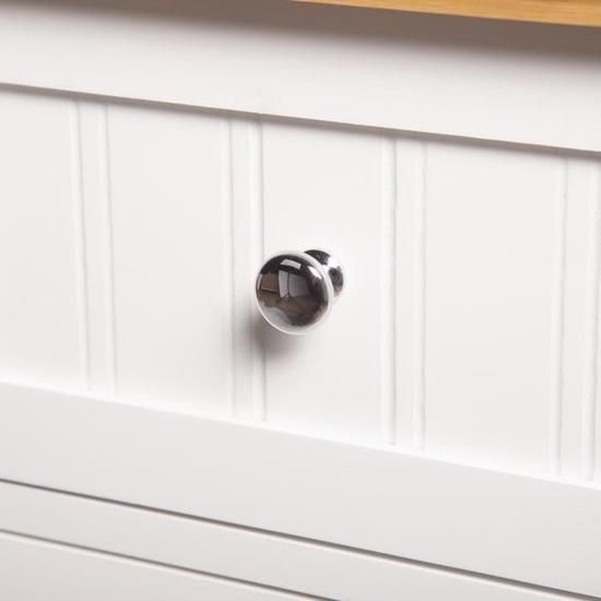 YOYO Desserte de cuisine 2 portes 3 tiroirs - Blanc et bois naturel - L 111 x P 45 x H 93 cm - Photo n°4