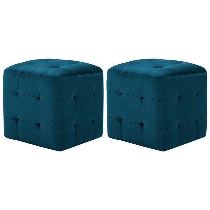2 pcs Tables de chevet Bleu 30x30x30 cm Tissu velours - Photo n°1