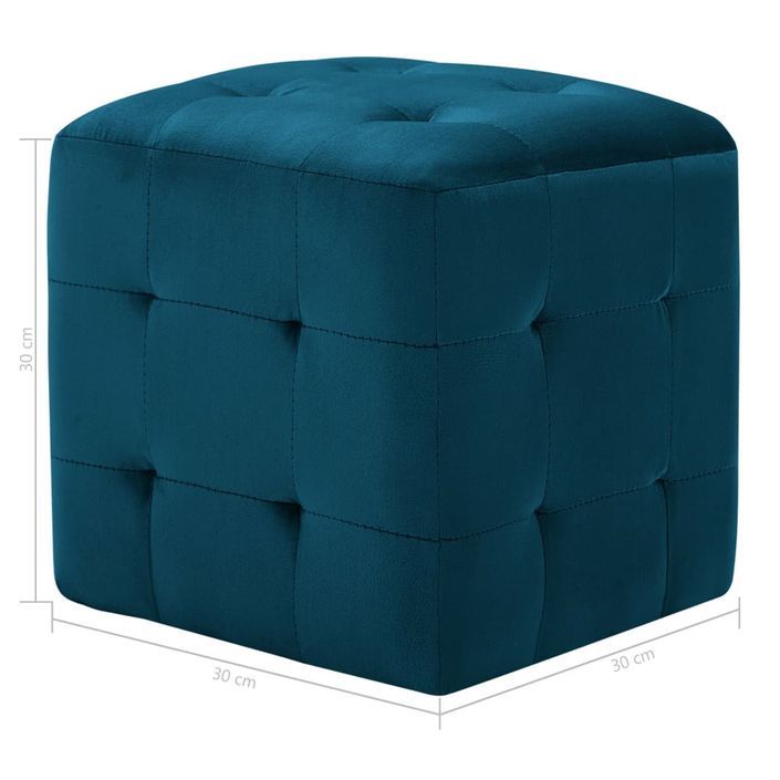 2 pcs Tables de chevet Bleu 30x30x30 cm Tissu velours - Photo n°6