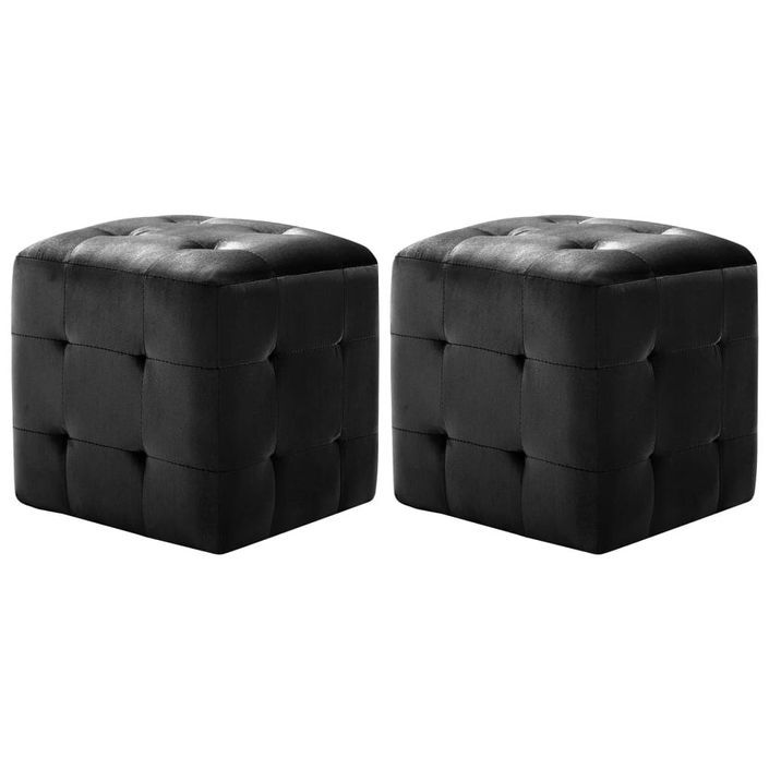 2 pcs Tables de chevet Noir 30x30x30 cm Tissu velours - Photo n°1