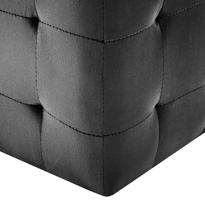 2 pcs Tables de chevet Noir 30x30x30 cm Tissu velours - Photo n°5