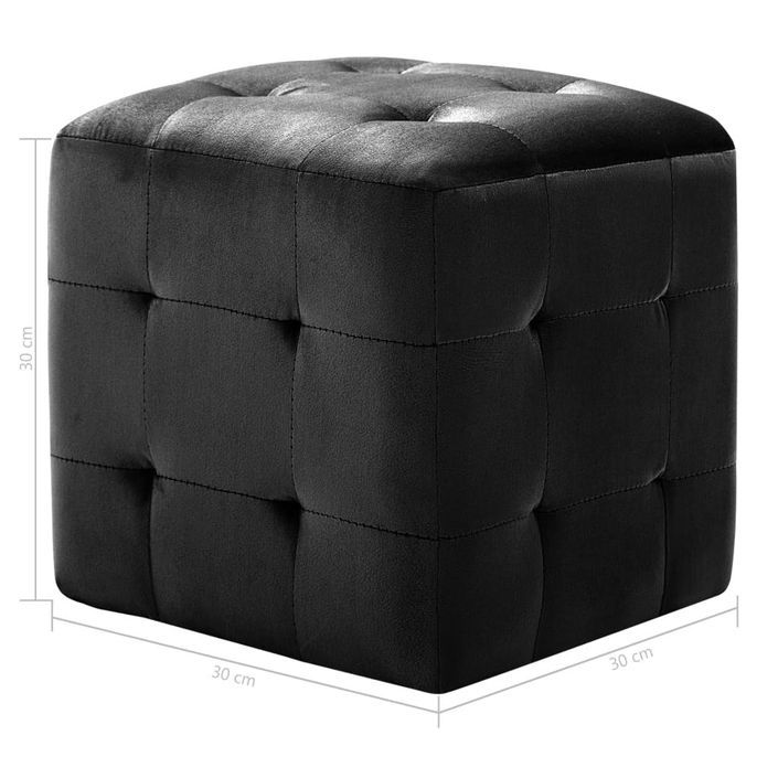 2 pcs Tables de chevet Noir 30x30x30 cm Tissu velours - Photo n°6