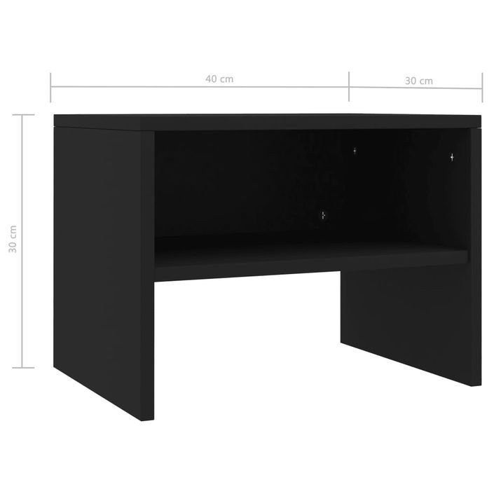 2 pcs Tables de chevet Noir 40 x 30 x 30 cm - Photo n°7