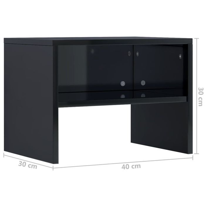 2 pcs Tables de chevet Noir brillant 40 x 30 x 30 cm - Photo n°7