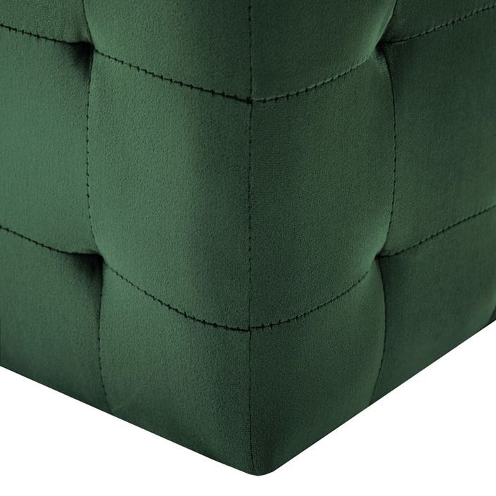 2 pcs Tables de chevet Vert 30x30x30 cm Tissu velours - Photo n°5
