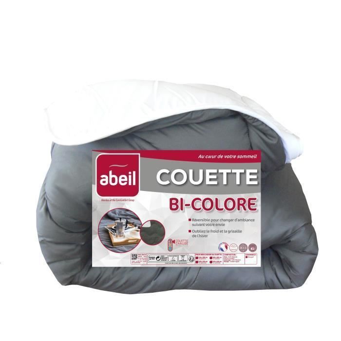 ABEIL Couette Bicolore - 140 x 200 cm - Blanc et gris - Photo n°1