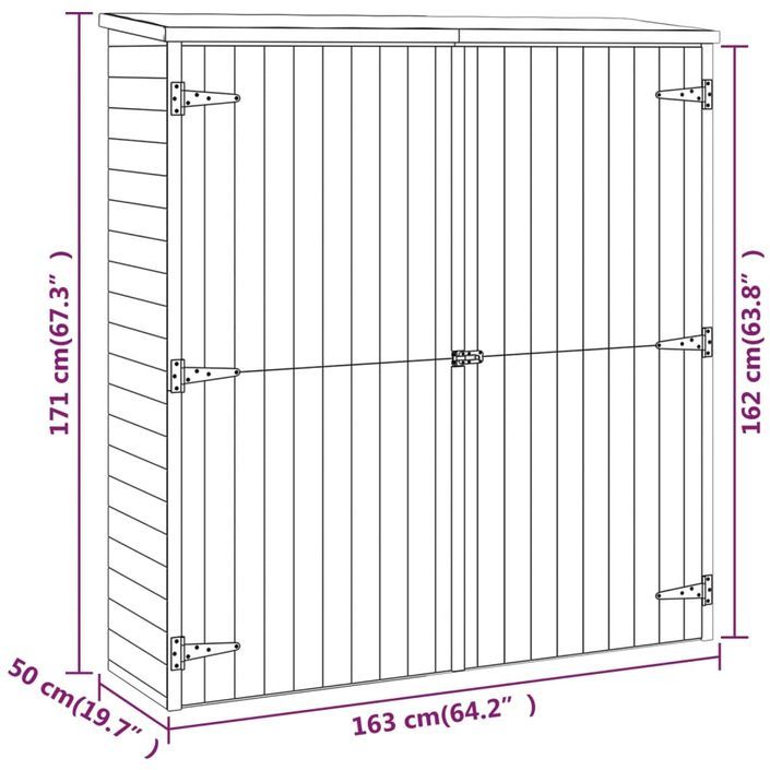 Abri à outils de jardin 163x50x171 cm Bois de pin solide - Photo n°8