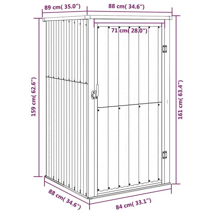 Abri à outils de jardin anthracite 88x89x161 cm acier galvanisé - Photo n°8