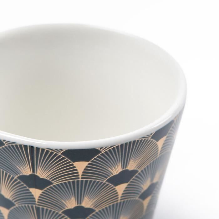 ABS T1904311-PX set de 6 tasses a café en porcelaine forme V sans anse aved decal en or 9.6cl - Theme bleu artdeco - Photo n°3