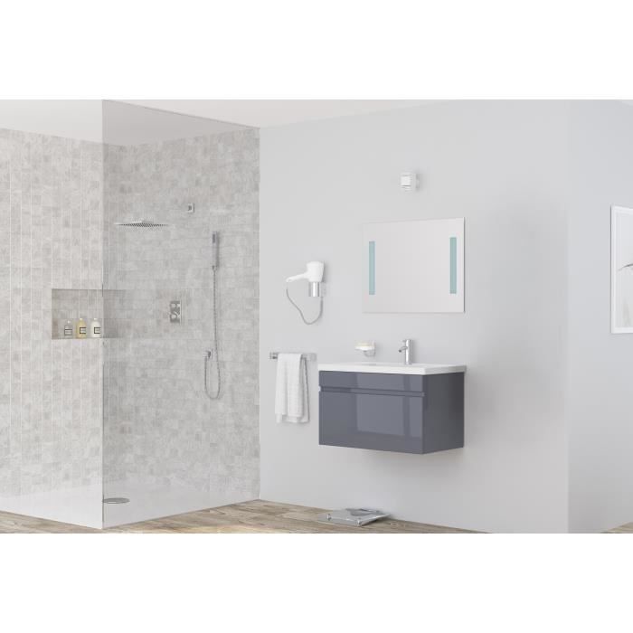 ALBAN salle de bain simple vasque avec miroir L 80 cm - Gris brillant - Photo n°1