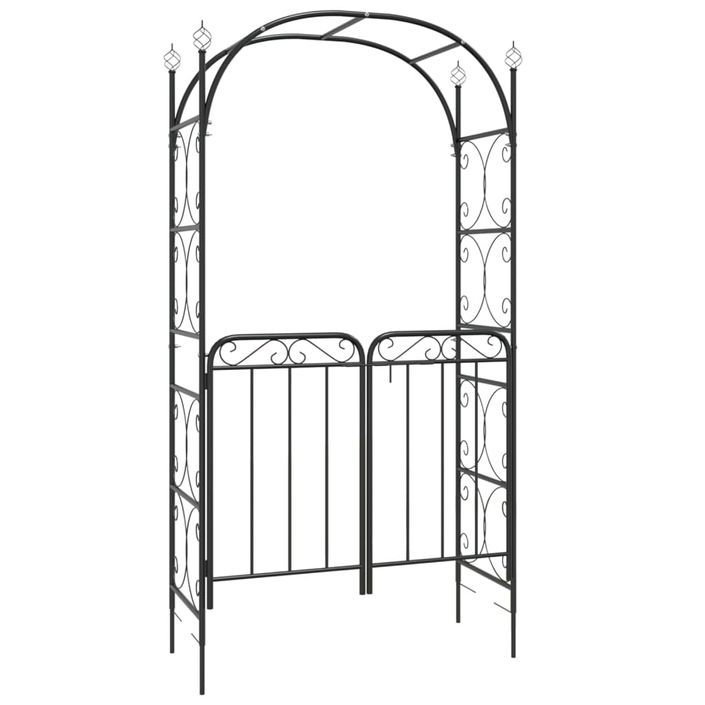 Arche de jardin avec portail noir 108x45x235 cm acier - Photo n°2