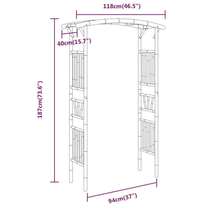 Arche pour rosiers Bambou 118x40x187 cm - Photo n°7