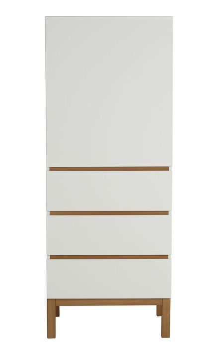 Armoire 1 porte 3 tiroirs bois blanc et pieds hêtre massif Miel - Photo n°3