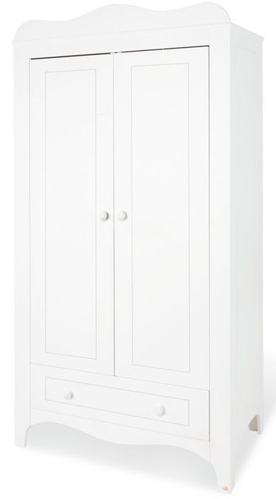 Armoire 2 portes 1 tiroir bois laqué blanc Fleur - Photo n°1