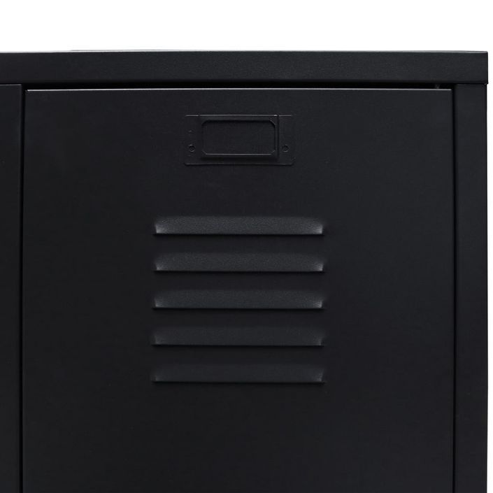 Armoire 2 portes 2 tiroirs métal noir industriel Kibane 68 cm - Photo n°6