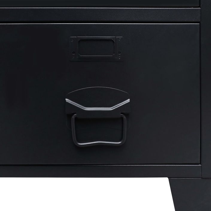 Armoire 2 portes 2 tiroirs métal noir industriel Kibane 68 cm - Photo n°7