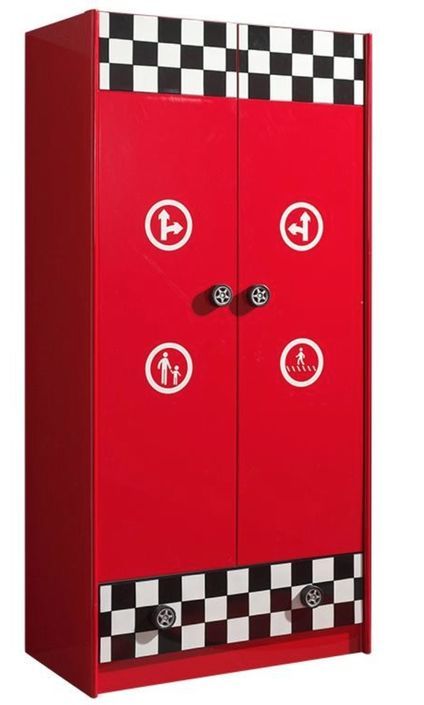 Armoire 2 portes bois rouge Cara L 90 cm - Photo n°1