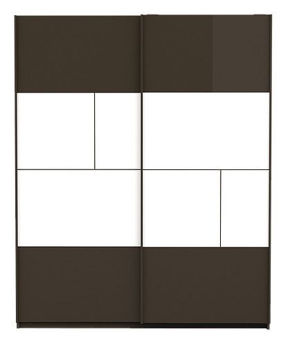 Armoire 2 portes coulissantes laquée blanc et gris foncé Kido - Photo n°6