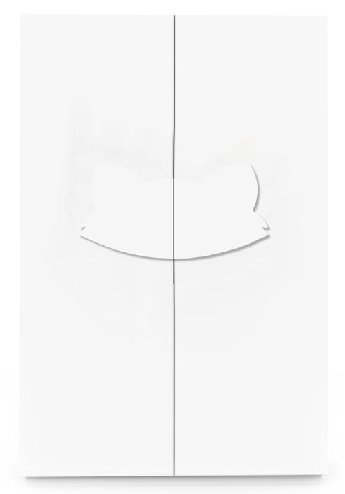Armoire 2 portes laqué blanc et motif renard Fox - Photo n°1