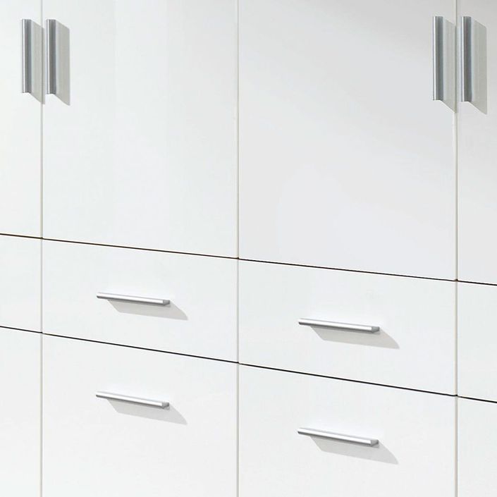 Armoire 4 portes 8 tiroirs blanc brillant et chêne Sonoma Bello - Photo n°3
