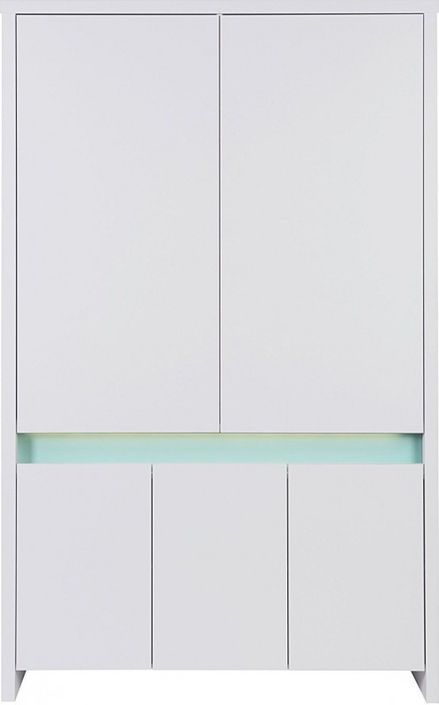 Armoire 5 portes à LED bois blanc et turquoise Planet Türkis - Photo n°1