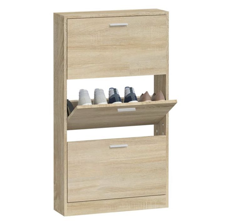 Armoire à chaussures en bois Puerto L 59 x H 108 x P 17 cm – 3 portes rabattables - Photo n°8