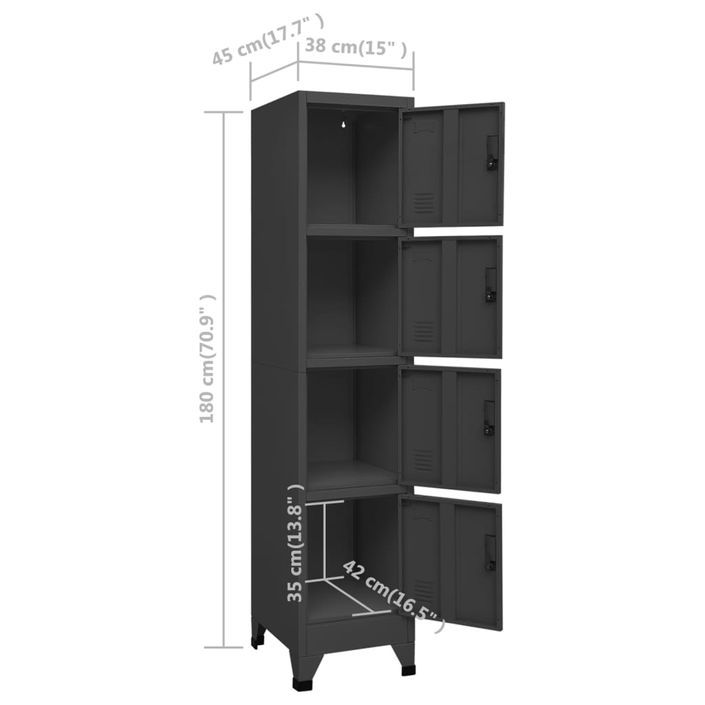 Armoire à casiers Anthracite 38x45x180 cm Acier - Photo n°8