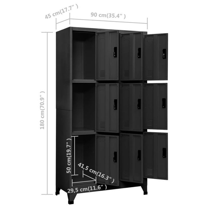 Armoire à casiers Anthracite 90x45x180 cm Acier - Photo n°8