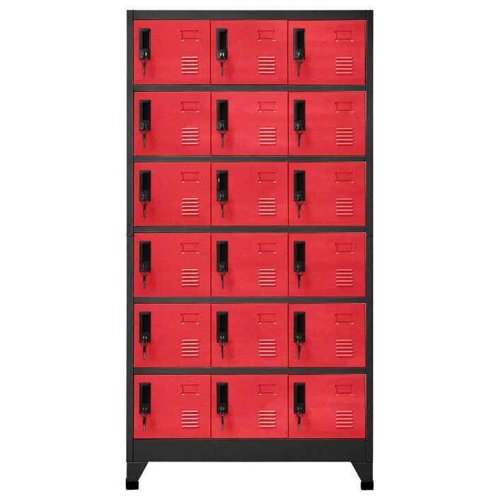 Armoire à casiers Anthracite et rouge 90x40x180 cm Acier Koface - Photo n°2