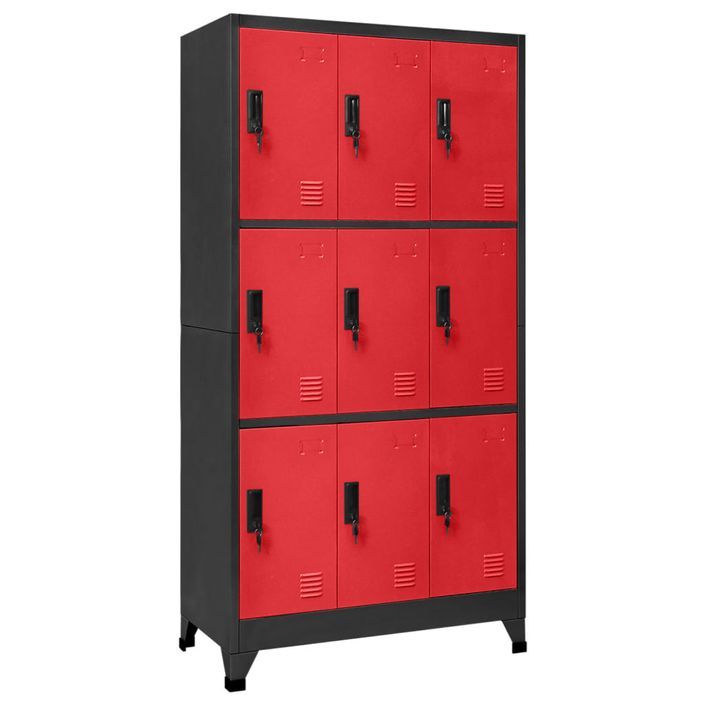 Armoire à casiers Anthracite et rouge 90x45x180 cm Acier - Photo n°1