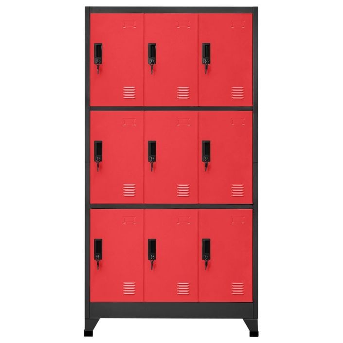 Armoire à casiers Anthracite et rouge 90x45x180 cm Acier - Photo n°2