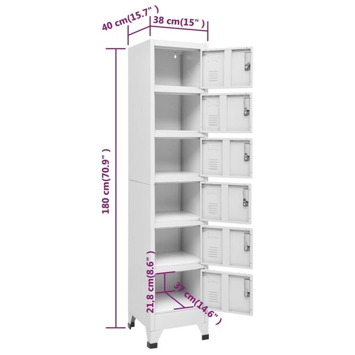 Armoire à casiers Gris clair 38x40x180 cm Acier - Photo n°8