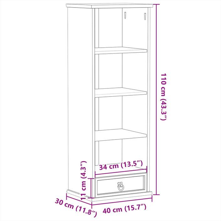 Armoire à CD Corona 40x30x110 cm bois de pin massif - Photo n°9