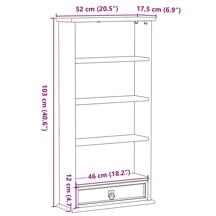 Armoire à CD Corona 52x17,5x103 cm bois de pin massif - Photo n°9