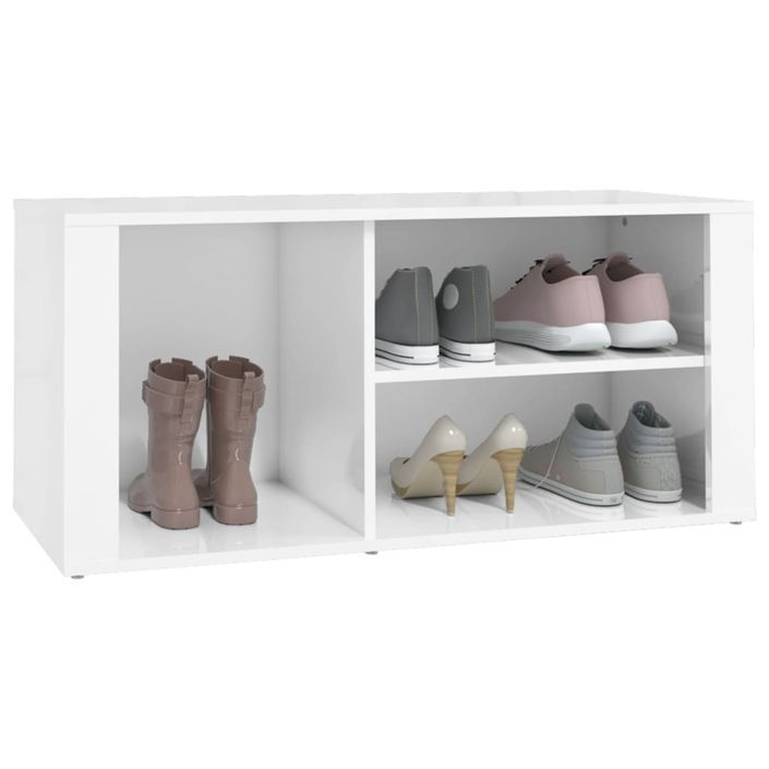 Armoire à chaussure Blanc brillant 100x35x45 cm Bois ingénierie - Photo n°4