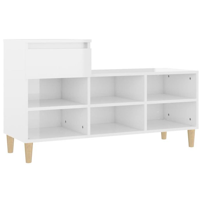 Armoire à chaussure Blanc brillant 102x36x60 cm Bois ingénierie - Photo n°1