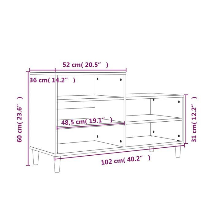 Armoire à chaussure Blanc brillant 102x36x60 cm Bois ingénierie - Photo n°9