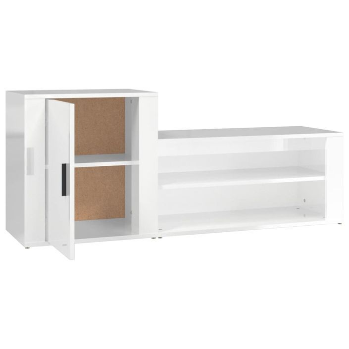 Armoire à chaussure Blanc brillant 130x35x54 cm Bois ingénierie - Photo n°6